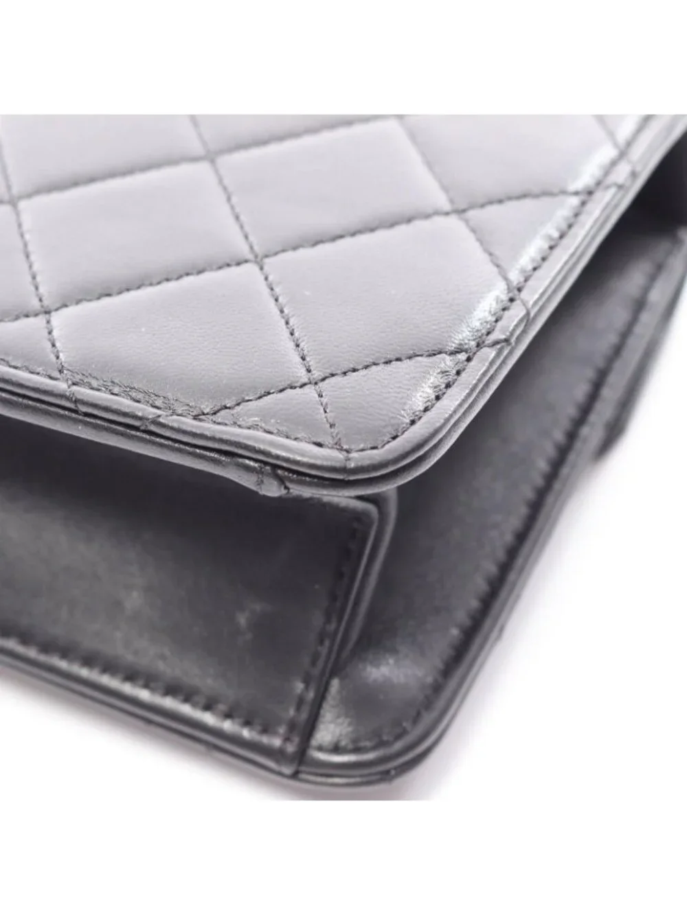 Chanel Shoulder Bag Quilted Black Lambskin Mini Chain